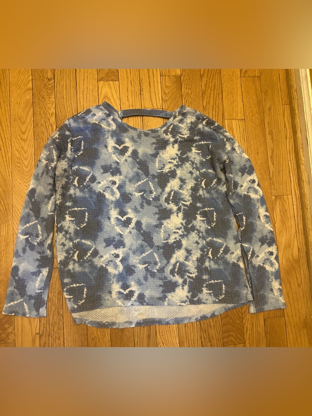 Girls Children’s Place Boxy Blue Tie Dye Heart Thermal Top Size 16